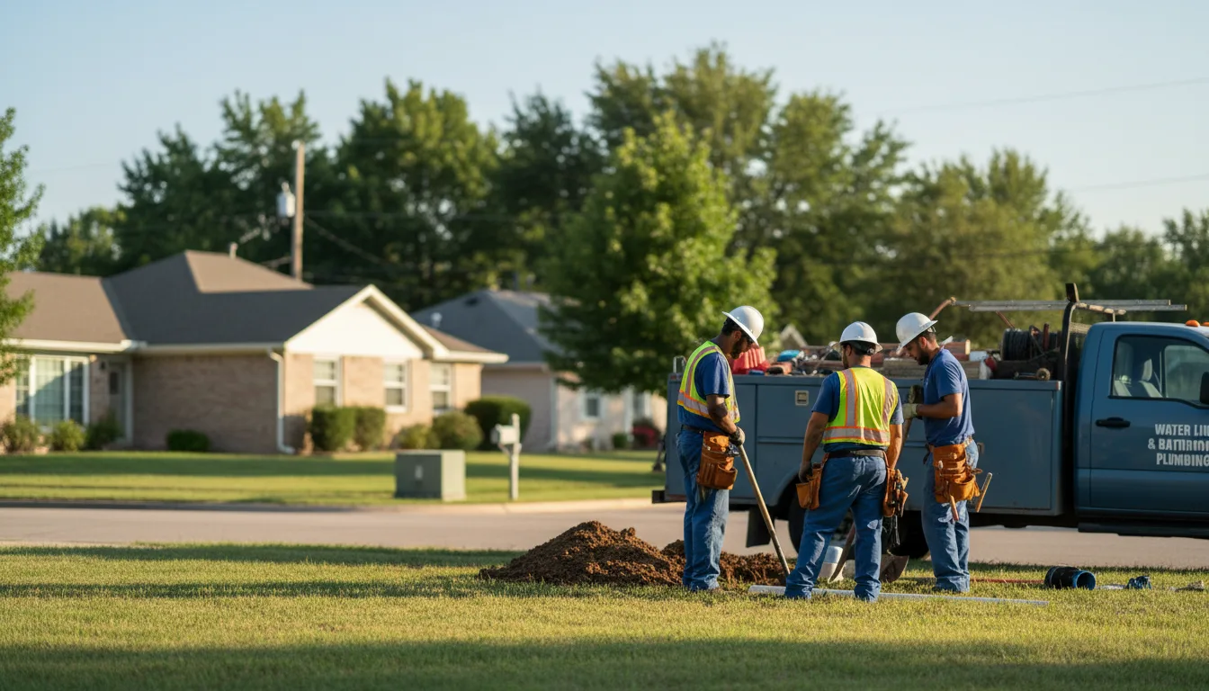 Residential water line and bathroom plumbing service in Evansville, AR